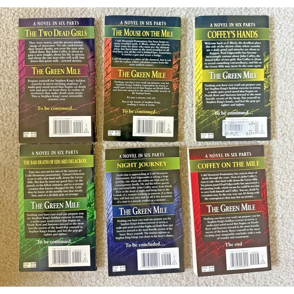 1996 Stephen King The Green Mile‎ Serial Thriller Complete Set 1-6 First Edition